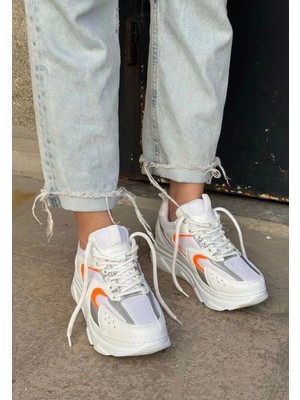 Kazax Cata Beyaz Cilt Spor Ayakkabı