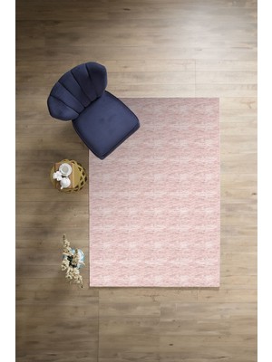 Napoli Home Dijital Baskılı Sade Düz Desen Yıkanabilir Kaymaz Yolluk Mutfak Salon Halısı, Sade-61-Pembe,