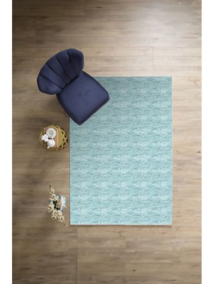 Napoli Home Dijital Baskılı Sade Düz Desen Yıkanabilir Kaymaz Yolluk Mutfak Salon Halısı, Sade-61-Mavi,