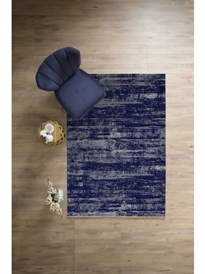Napoli Home Dijital Baskılı Sade Düz Model Yıkanabilir Kaymaz Yolluk Mutfak Salon Halısı, Sade-67-Lacivert,