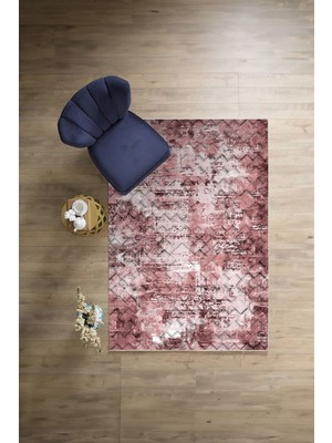 Napoli Home Dijital Baskılı Sade Düğüm Model Yıkanabilir Kaymaz Yolluk Mutfak Salon Halısı, Sade-110-Bordo,