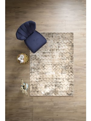 Napoli Home Dijital Baskılı Sade Düğüm Model Yıkanabilir Kaymaz Yolluk Mutfak Salon Halısı, Sade-110-Bej,