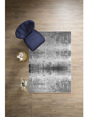 Napoli Home Dijital Baskılı Sade Buğulu Model Yıkanabilir Kaymaz Yolluk Mutfak Salon Halısı, Sade-75-Gri,