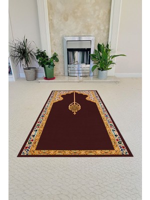 Napoli Home Dijital Baskılı Kaymaz Taban Yıkanabilir Hediyelik Çeyizlik Namazlık Seccade, Seccade-53-Bordo,