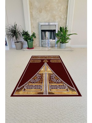 Napoli Home Dijital Baskılı Kaymaz Taban Yıkanabilir Hediyelik Çeyizlik Namazlık Seccade, Seccade-55-Bordo,