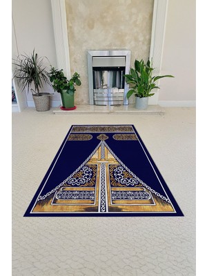 Napoli Home Dijital Baskılı Kaymaz Taban Yıkanabilir Hediyelik Çeyizlik Namazlık Seccade, Seccade-55-Lacivert,
