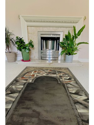 Napoli Home Dijital Baskılı Kaymaz Taban Yıkanabilir Hediyelik Çeyizlik Namazlık Seccade, Seccade-57-Bej,