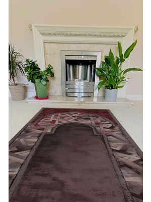 Napoli Home Dijital Baskılı Kaymaz Taban Yıkanabilir Hediyelik Çeyizlik Namazlık Seccade, Seccade-57-Kırmızı,