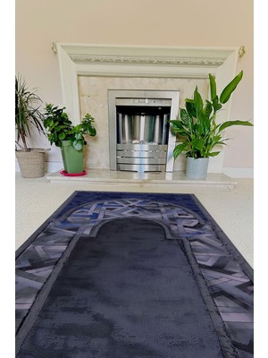 Napoli Home Dijital Baskılı Kaymaz Taban Yıkanabilir Hediyelik Çeyizlik Namazlık Seccade, Seccade-57-Mavi,