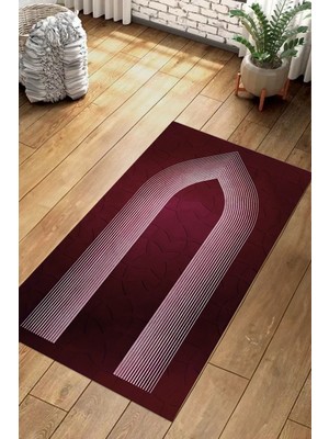 Napoli Home Dijital Baskılı Kaymaz Taban Yıkanabilir Hediyelik Çeyizlik Namazlık Seccade, Seccade-70-Bordo,