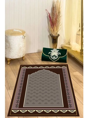 Napoli Home Dijital Baskılı Kaymaz Taban Yıkanabilir Hediyelik Çeyizlik Namazlık Seccade, Seccade-75-Kahve,