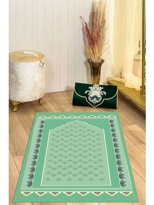 Napoli Home Dijital Baskılı Kaymaz Taban Yıkanabilir Hediyelik Çeyizlik Namazlık Seccade, Seccade-75-Turkuaz,