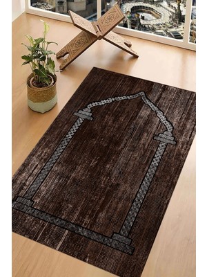 Napoli Home Dijital Baskılı Kaymaz Taban Yıkanabilir Hediyelik Çeyizlik Namazlık Seccade, Seccade-76-Kahve,