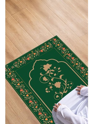 Napoli Home Dijital Baskılı Kaymaz Taban Yıkanabilir Hediyelik Çeyizlik Namazlık Seccade, Seccade-83-Yeşil,