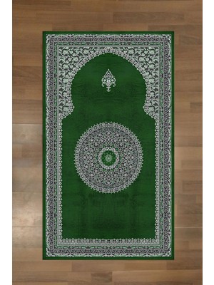 Napoli Home Dijital Baskılı Kaymaz Taban Yıkanabilir Hediyelik Çeyizlik Namazlık Seccade, Seccade-86-Yeşil,