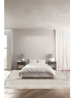 Napoli Home Dijital Baskılı Kaymaz Yıkanabilir Iskandinav Modern Üçlü Yatak Odası, Yo-Iskandinav-31-Bej,