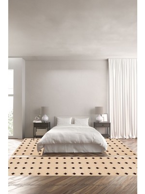 Napoli Home Dijital Baskılı Kaymaz Yıkanabilir Jüt Hasır Görünümlü Modern Üçlü Yatak Odası, Yo-Jüt-36-Bej,