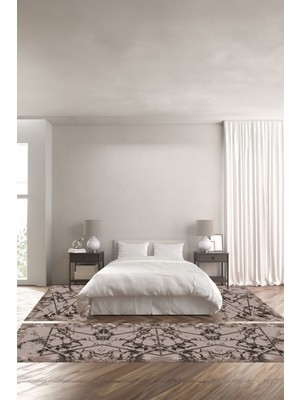 Napoli Home Dijital Baskılı Kaymaz Yıkanabilir Mermer Üçgen Modelli Üçlü Yatak Odası, Yo-Mermer-53-Vizon,