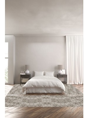 Napoli Home Dijital Kaymaz Yıkanabilir Modern Sade Kupa Desenli Üçlü Yatak Odası, Yo-Modern-168-Bej,