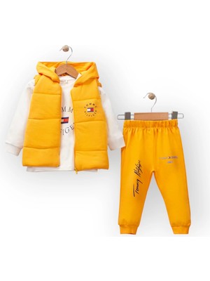 Baby Marka Tomm Desen Yelekli Üçlü Takım Unisex 6-36 Ay