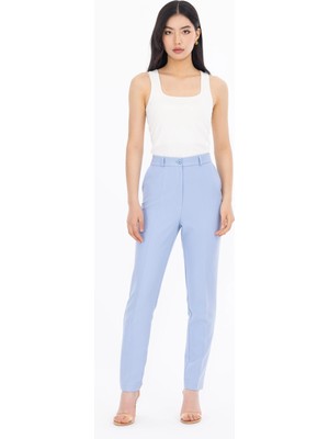 Yüksek Bel Klasik Kesim Pantolon-Mavi
