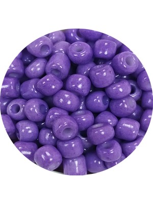 Royaleks Dökme Cam Kum Boncuk Büyük Boy (6/0) 4 mm - 20 Gram - Mor - BNC080