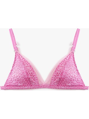 Koton Tül Detaylı Leopar Desenli Bralet Sütyen