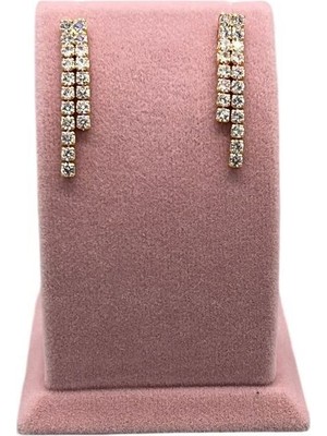 Süet Kumaş Pembe Renk Ayaklı 9/7 cm Küpe Sergileme Dekoru