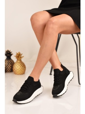 ModaOnn Kadın Kalın Tabanlı Taş Detaylı Sneaker Spor Ayakkabı