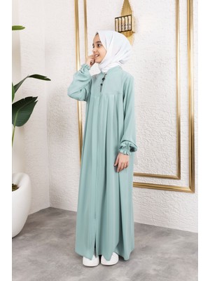 Robalı Pileli Çocuk Ferace & Mint