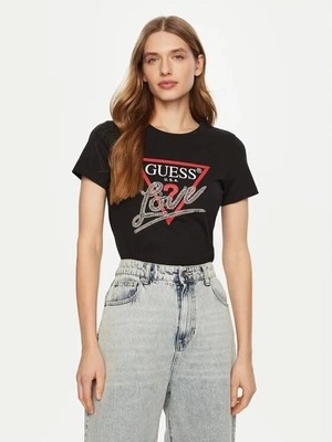 Guess Kadın Siyah Logolu T-Shirt