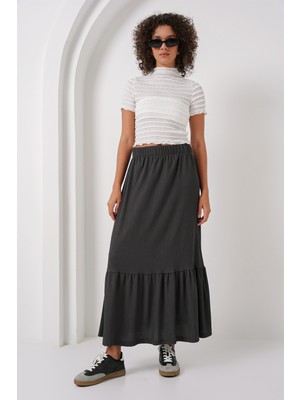 1886 Uzun Örme Etek - Antrasit