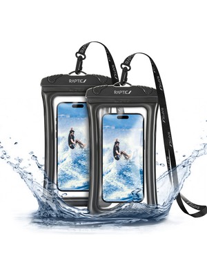 Raptic RT1087 Water Proof Serisi Ipx8 Sertifikalı Universal Su Geçirmez 6.9 Inç Kılıf Siyah