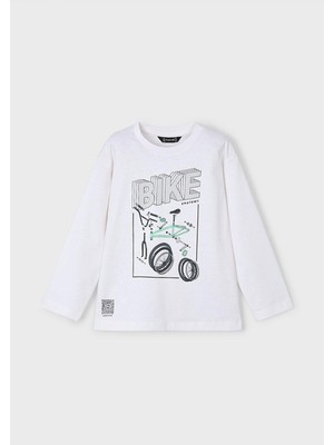 Mayoral Yazlık - Mevsimlik Erkek Çocuk Uzun Kol T-Shirt - Beyaz