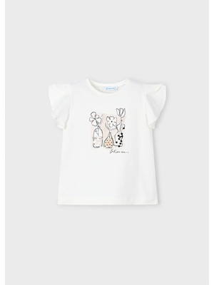 Mayoral Yazlık Kız Çocuk T-Shirt - Ekru