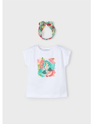 Mayoral Yazlık Kız Çocuk Bandanalı T-Shirt - Beyaz