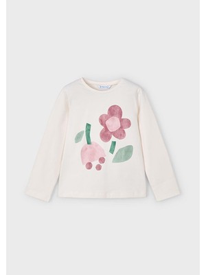 Mayoral Yazlık -Mevsimlik Kız Çocuk Uzun Kol T-Shirt - Krem