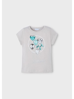 Mayoral Yazlık Kız Çocuk Baskılı T-Shirt - Gri