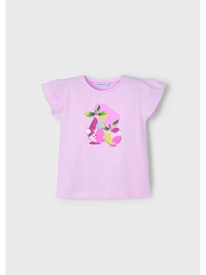 Mayoral Yazlık Kız Çocuk Baskılı T-Shirt - Mor