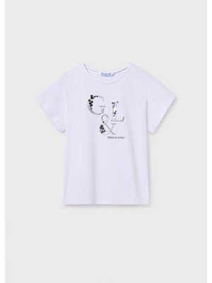 Mayoral Yazlık Kız Çocuk T-Shirt - Beyaz