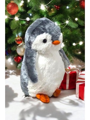 Swilex Düşünen Pingu Penguen 40 cm Gri Peluş Oyuncak Uyku ve Oyun Arkadaş