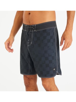 Olaian Erkek Uzun 18" Deniz Şortu/ Boardshort - Siyah - 500 CHECKY