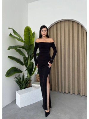 Yureli Madonn Yaka Drapeli Elbise