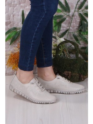 Mehmet Mete 4243 Yumuşak Rahat Esnek Lastik Bağcıklı  Kadın Ayakkabı