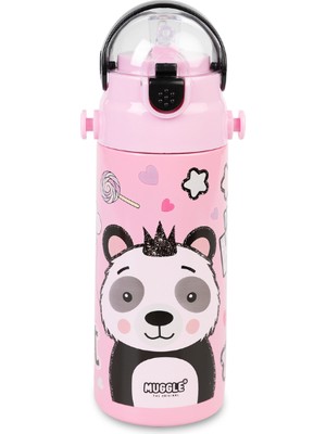 Askılı Pipetli Çelik Suluk Matara 550 ml Pembe