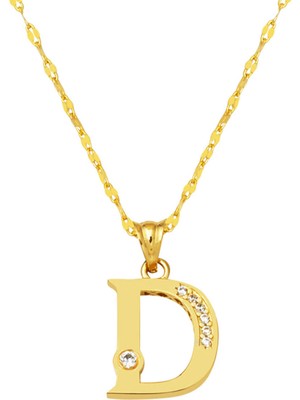 Bilezikci Lettera D Harfi Altın Kolye 14 Ayar
