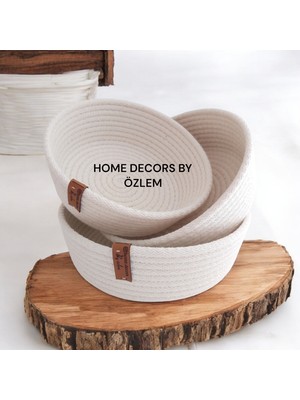 Home Decors By Özlem 3'lü Hasır Sepet Takımı (20X7,18X7,16X7CM) Hasır Düzenleyici Sunum Mutfak Banyo Organizer