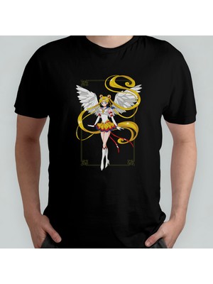 Pixxa Sailor Moon Ay Savaşçısı %100 Pamuklu Bisiklet Yaka T-Shirt Model 8