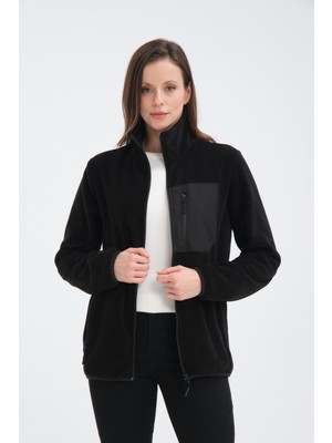 Tam Fermuarlı Beş Cepli Kadın Polar Ceket