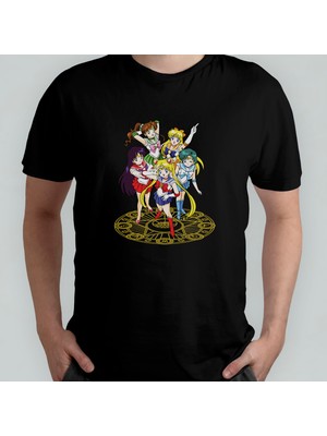 Pixxa Sailor Moon Ay Savaşçısı %100 Pamuklu Bisiklet Yaka T-Shirt Model 5